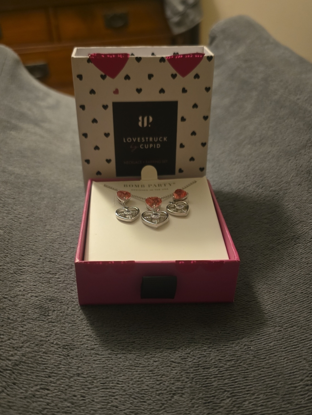 Lovestruck Cupid Pink Heart Drop Earrings — Women’s Jewelry